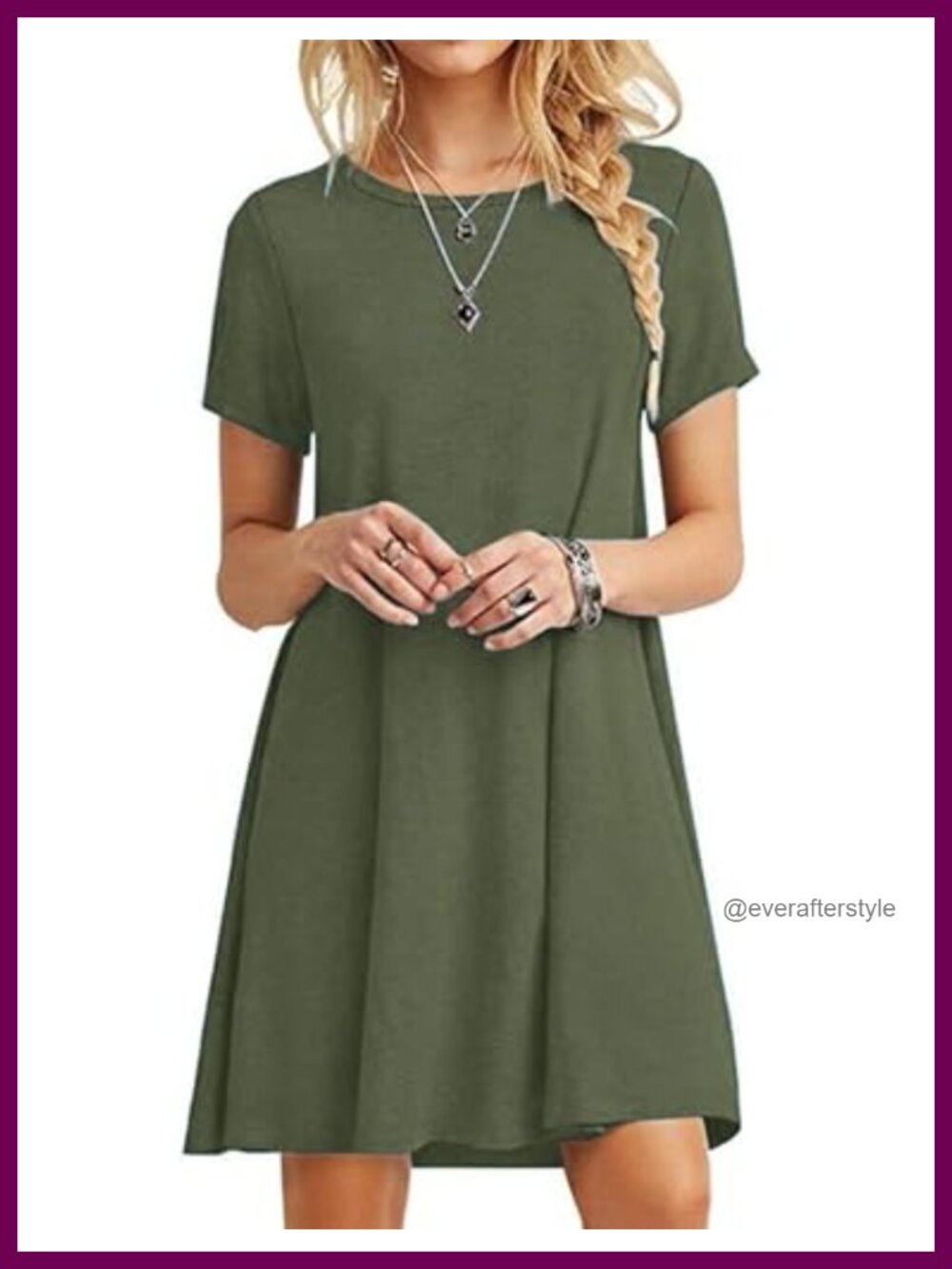 MOLERANI Women's Casual Plain Loose T-Shirt Dress Short Sleeve Mini